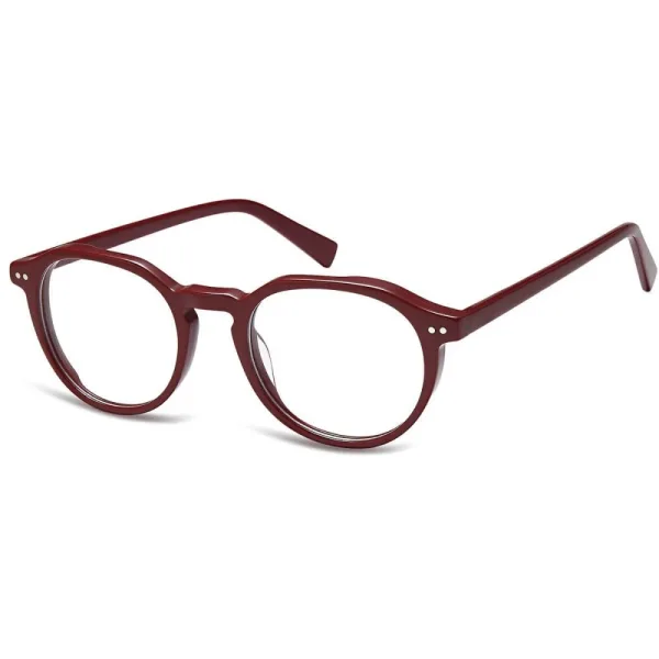Okulary acetatowe oprawki korekcyjne zerówki owalne AC388C bordowy