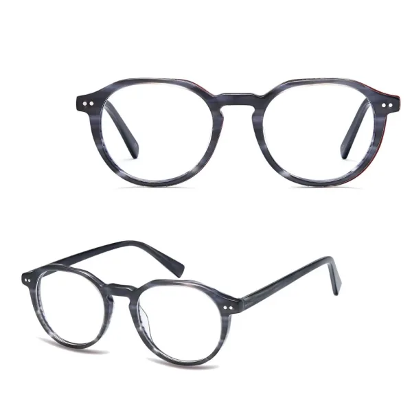 Okulary acetatowe oprawki korekcyjne zerówki owalne AC388D szary/czarny