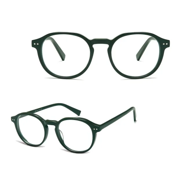 Okulary acetatowe oprawki korekcyjne zerówki owalne AC388F ciemny zielony