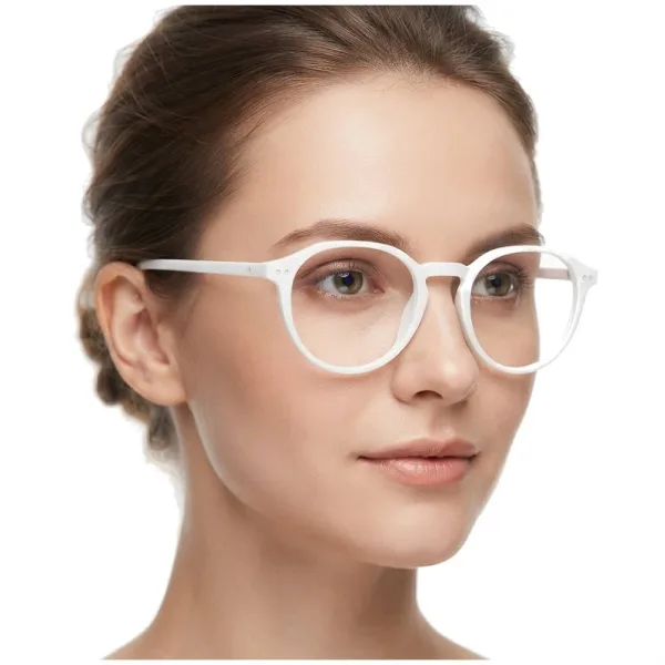 Okulary acetatowe oprawki korekcyjne zerówki owalne AC388H biały