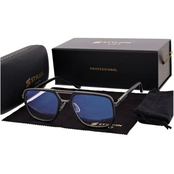 Okulary pilotki zerówki z filtrem Blue Light 25178A czarny/grafit