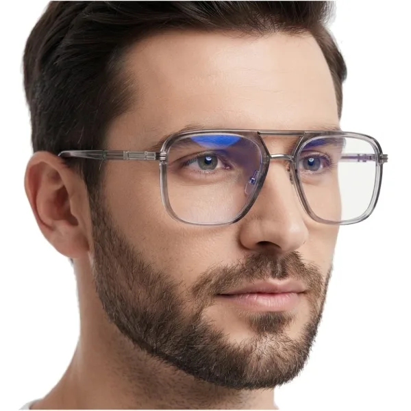 Okulary pilotki zerówki z filtrem Blue Light 25178C szary transparentny