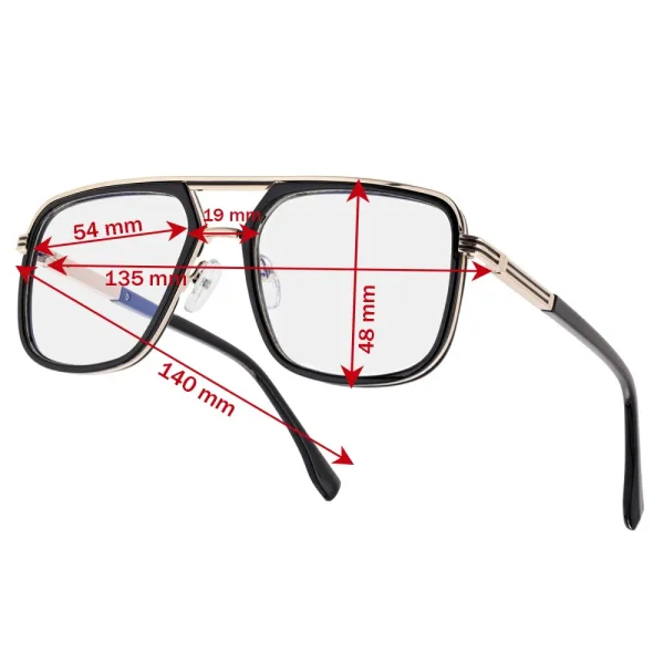 Okulary pilotki zerówki z filtrem Blue Light 25178E beż/złoty