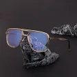 Okulary pilotki zerówki z filtrem Blue Light 25178E beż/złoty