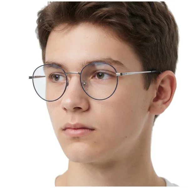 Okulary zerówki lenonki oprawki korekcyjne medium M290C srebrne/granatowe