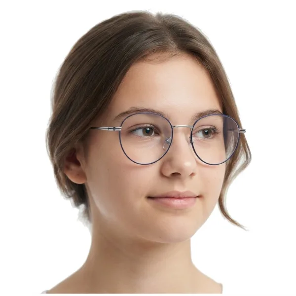 Okulary zerówki lenonki oprawki korekcyjne medium M290C srebrne/granatowe