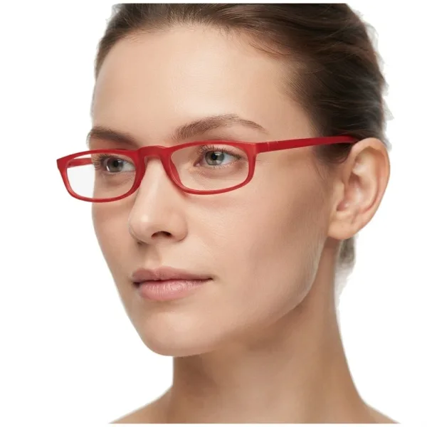 Damskie okulary optyczne zerówki wąskie Sunoptic CP101D czerwone