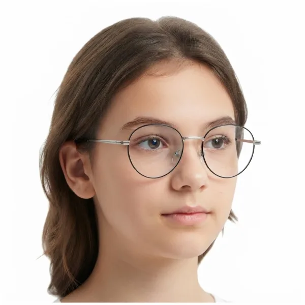 Okulary zerówki lenonki oprawki korekcyjne medium M290D srebrne/czarne