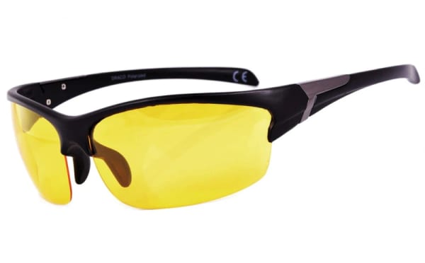 Sportowe okulary z dwoma soczewkami polaryzacyjnymi czarna i zolta - drs-50c2