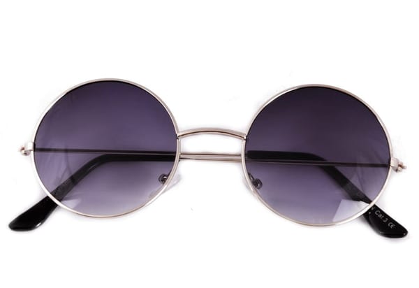Lenonki okulary przeciwsłoneczne czarno srebrne hippie retro 449B