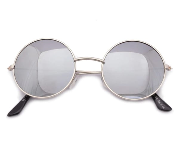 Lenonki srebrne lustrzane przeciwsłoneczne hippie retro 447A