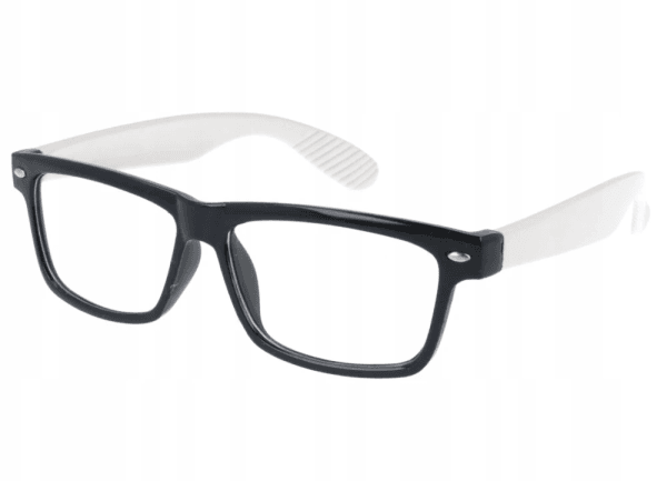 Okulary zerówki nerdy XL-272A czarno-białe