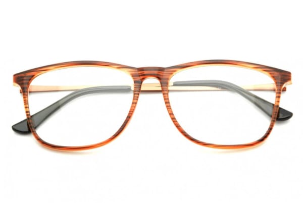 Okulary oprawki korekcyjne Nerdy zerówki Sunoptic CP142G brązowe - imitacja drewna
