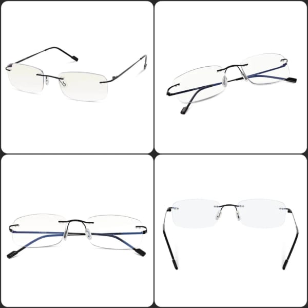 Plusy +1.25 bezramkowe okulary do czytania i komputera z filtrami Antyreflex + Blue Light STL275 czarne