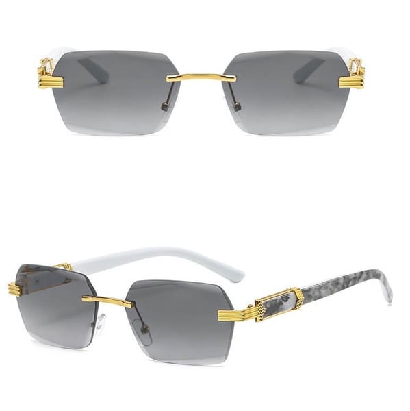 Damskie okulary przeciwsłoneczne Glamour bezramkowe prostokątne SKK-03