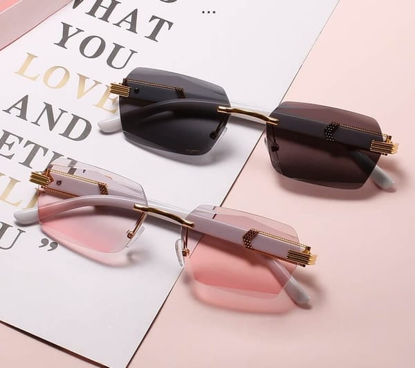 Damskie okulary przeciwsłoneczne Glamour bezramkowe prostokątne SKK-03D