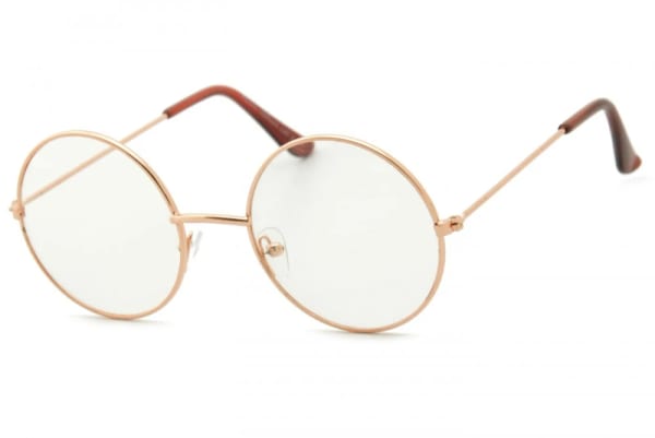 Złote Lenonki okulary Okrągłe Zerówki męskie/damskie 3154