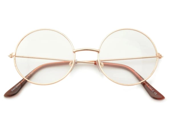 Złote Lenonki okulary Okrągłe Zerówki męskie/damskie 3154