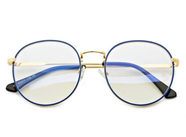 Lenonki okulary z filtrem zerówki z ANTYREFLEKSEM złoto-niebieskie 2525-1