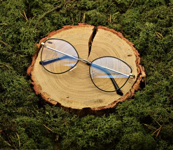 Czarno-srebrne okulary do komputera Damskie zerówki kocie oczy z antyrefleksem 2527-7