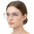 Okulary kocie do komputera damskie z filtrem BLUE Light zerówki 2576-4 brudny róż/złoty