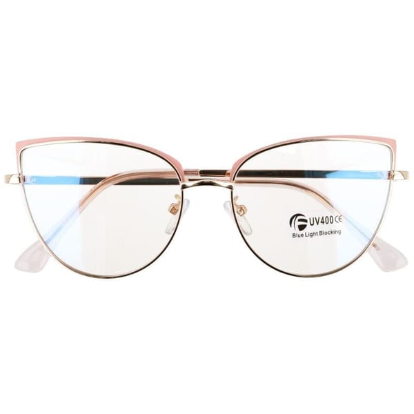 Okulary kocie do komputera damskie z filtrem BLUE Light zerówki 2586-2 złoty/róż