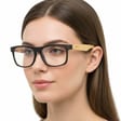 Drewniane okulary z filtrem BLUE LIGHT zerówki do komputera EST-113K-1M