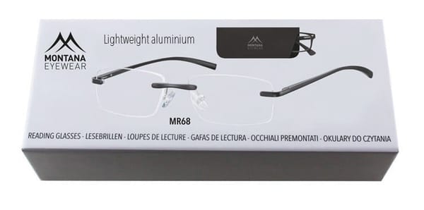 Patentki Bezramkowe Asferyczne Okulary aluminiowe do Czytania Montana MR68 moc: +2