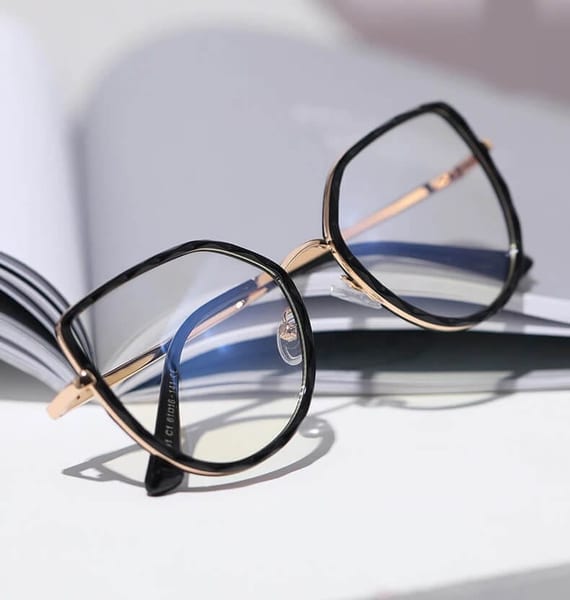 Damskie kocie okulary zerówki do komputera BLUE LIGHT z flexami 25137 black/gold