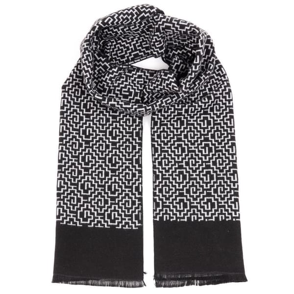 Ciepły szalik męski Cashmere geometryczny SZA-18 czarny