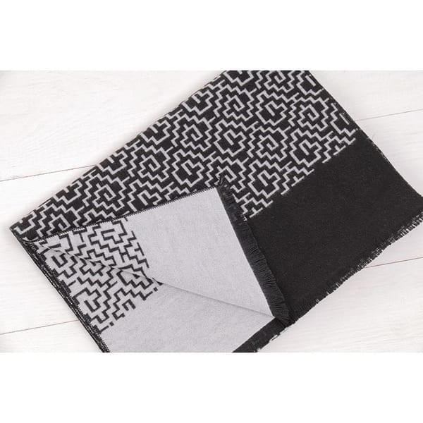 Ciepły szalik męski Cashmere geometryczny SZA-18 czarny