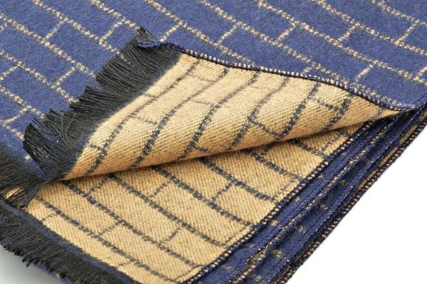 Ciepły szalik męski Cashmere w cegiełkę SZA-36 granat/beż