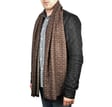Ciepły Cashmere szalik męski w cegiełkę SZA-33 brązowy/kremowy