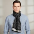 Ciepły Cashmere szalik męski w cegiełkę SZA-31 czarno-biały