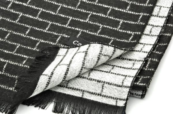 Ciepły Cashmere szalik męski w cegiełkę SZA-31 czarno-biały