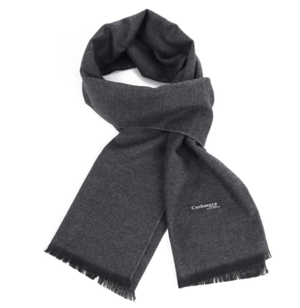 Ciepły Cashmere szalik męski SZA-41 gładki kolor ciemny szary
