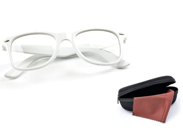 Klasyczne białe okulary zerówki nerdy NR-31