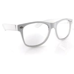 Klasyczne białe okulary zerówki nerdy NR-31