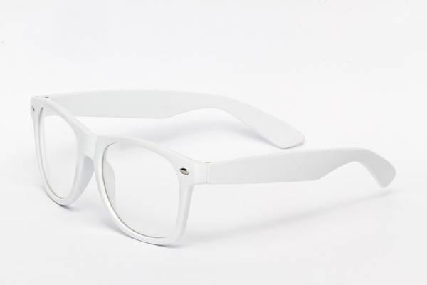Klasyczne białe okulary zerówki nerdy NR-31