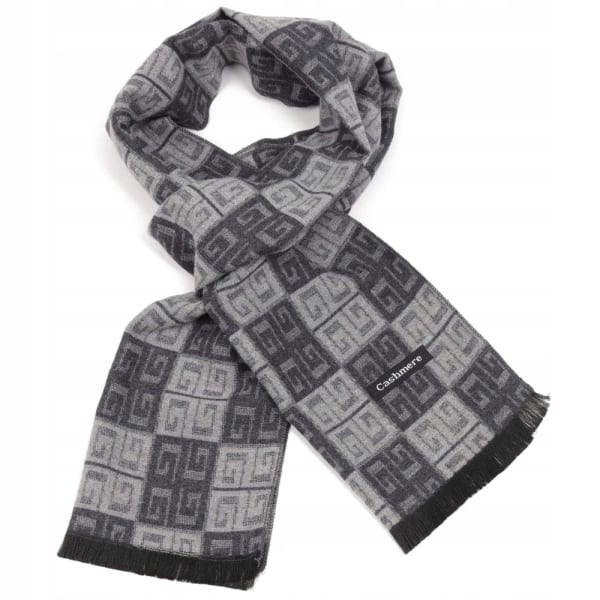 Ciepły Cashmere szalik męski geometryczny SZA-42 kolor szary