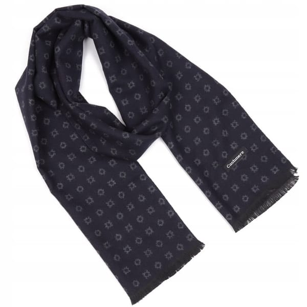 Ciepły Cashmere szalik męski geometryczny SZA-48 ciemny granat