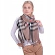 Brązowy Ciepły Cashmere szalik damski angielska krata SZA-56