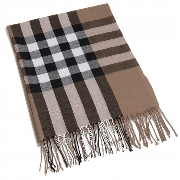 Brązowy Ciepły Cashmere szalik damski angielska krata SZA-56