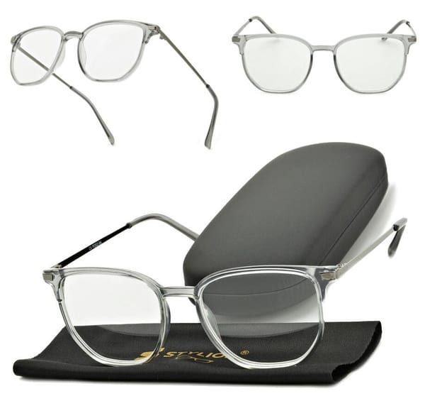 Plusy +2.00 szare okulary do czytania kwadratowe korekcyjne ST322