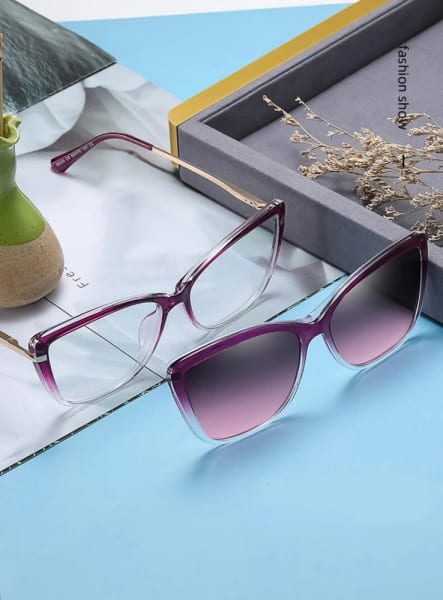 Damskie okulary do komputera z nakładką przeciwsłoneczną Clip-on 25117B