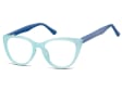 Okulary oprawki optyczne zerówki korekcyjne kocie oczy Sunoptic CP113B błękitno-niebieskie