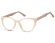 Okulary oprawki optyczne zerówki korekcyjne kocie oczy Sunoptic CP113C beżowo-brązowe