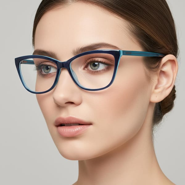 Okulary oprawki optyczne zerówki korekcyjne kocie oczy Sunoptic CP115B niebieskie