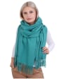 Szmaragdowy zielony Szalik damski duży cashmere frędzle SZA-80