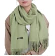 Pistacjowy Szalik damski duży cashmere frędzle SZA-76